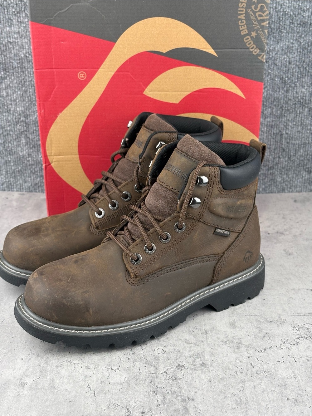 Wolverine Men Floorhand Waterproof Steel-Toe 6" Work Boot Work Boots Leather 7